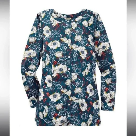 NWT Duluth Trading Co. Dark Teal Floral Tunic - Picture 1 of 7